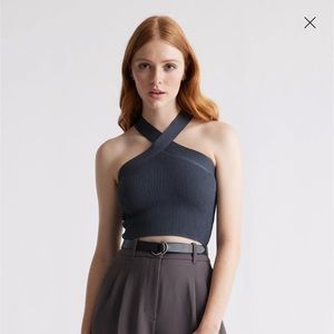Quince cropped halter ribbed knit - NWT